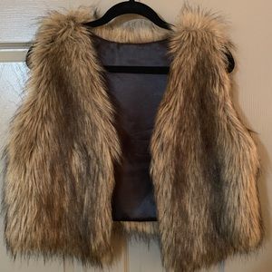 Faux Fur Vest Brown